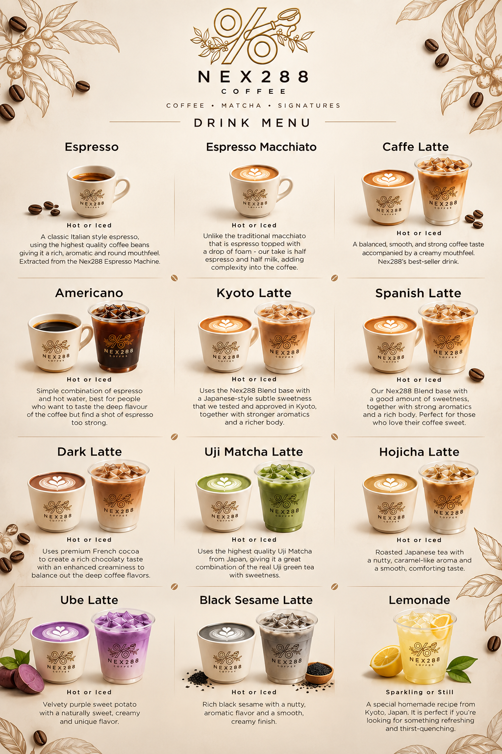 Menu minuman NEX288 Coffee